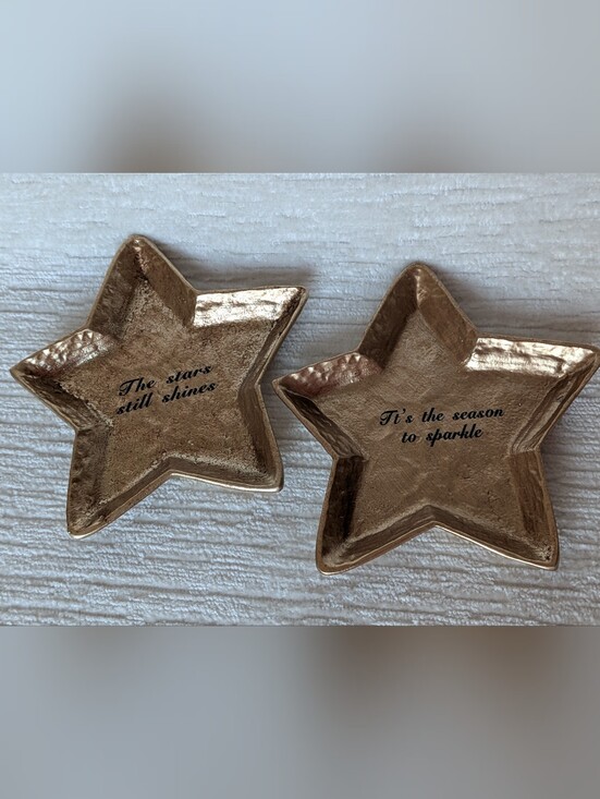 Other - Golden Pewter Star Shaped Trinket Dishes - Set Of 2 Decorative Accents Unused